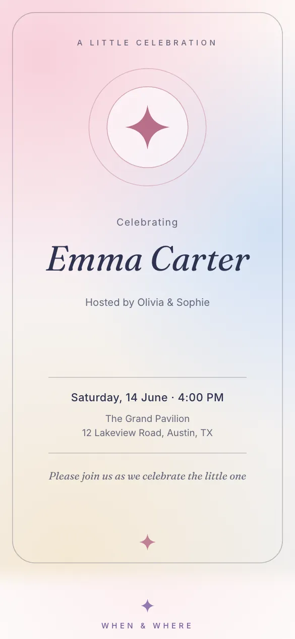 Afterglow Baby Baby invitation design