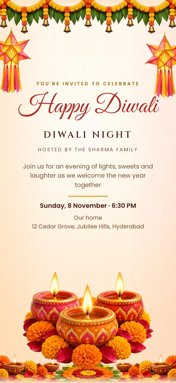 Deepavali Glow Diwali invitation design