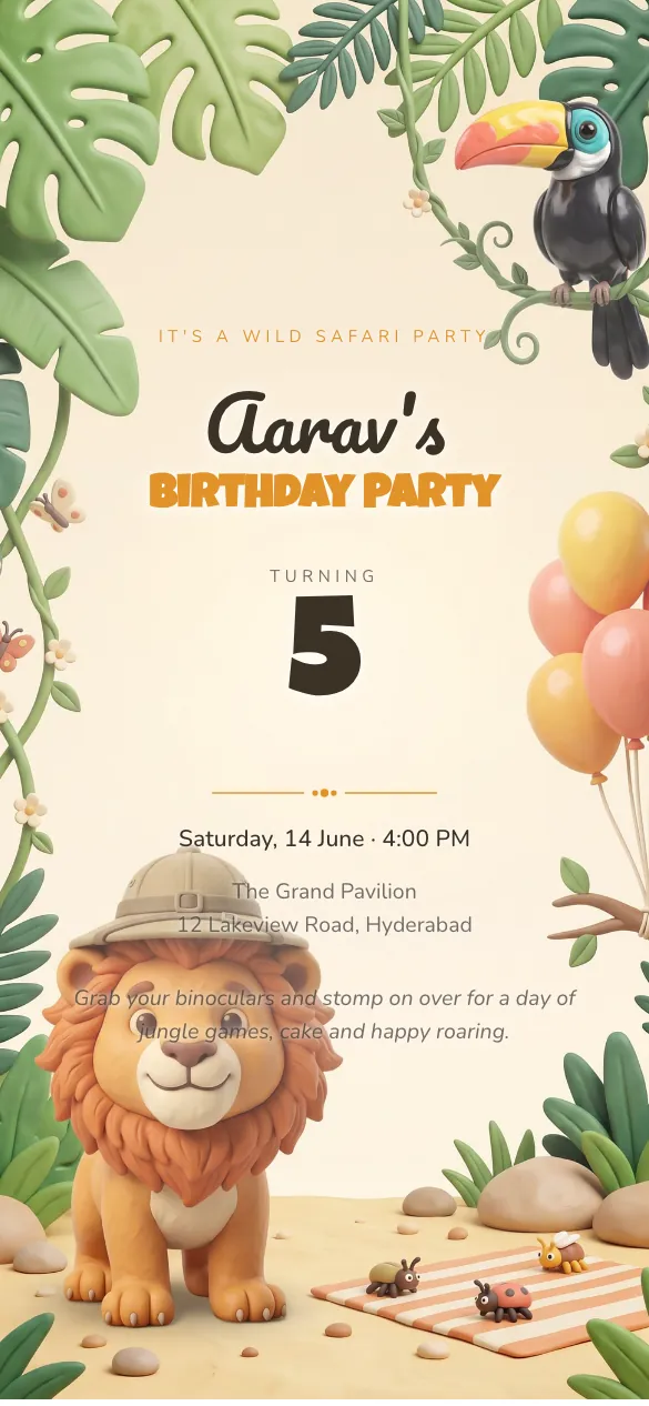 Wild Rumpus Safari Kids' birthday invitation design