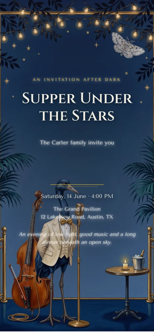 Midnight Supper Club Party invitation design