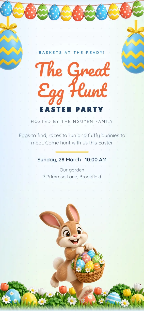 Egg Hunt Easter invitation design