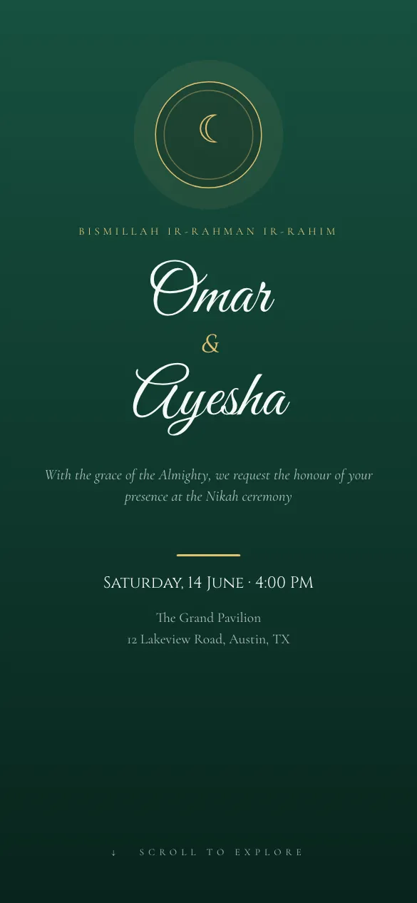 Emerald Nikah Nikah & Walima invitation design