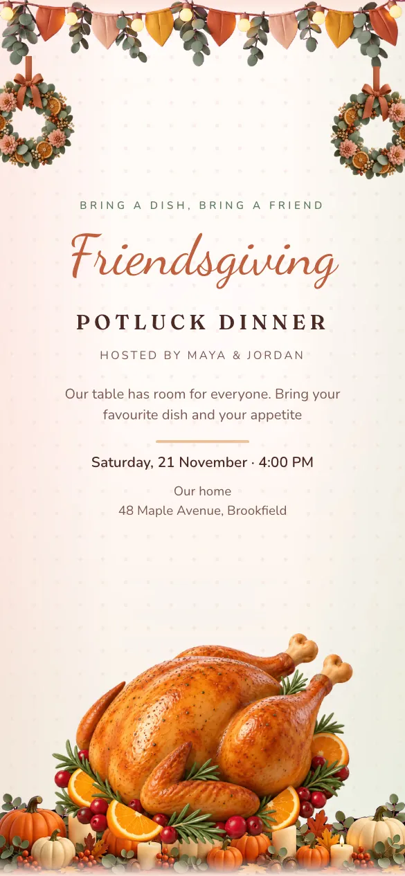 Friendsgiving Thanksgiving invitation design