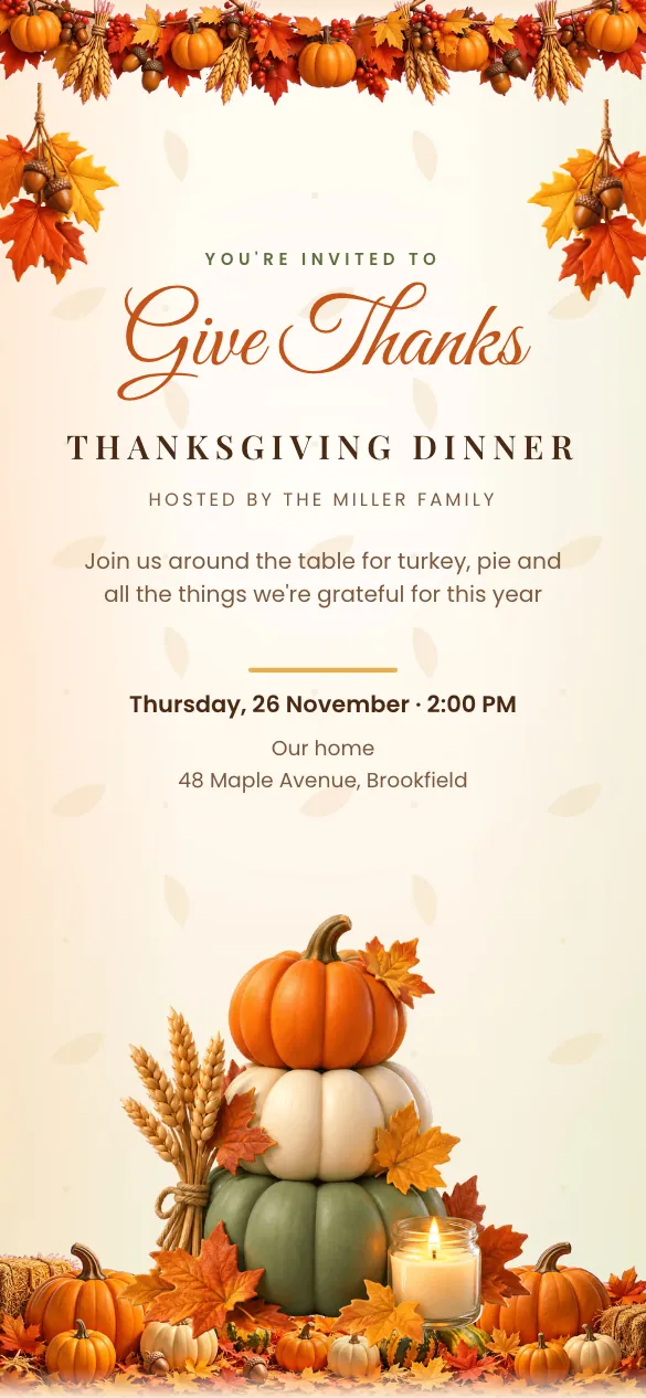Give Thanks Thanksgiving invitation design