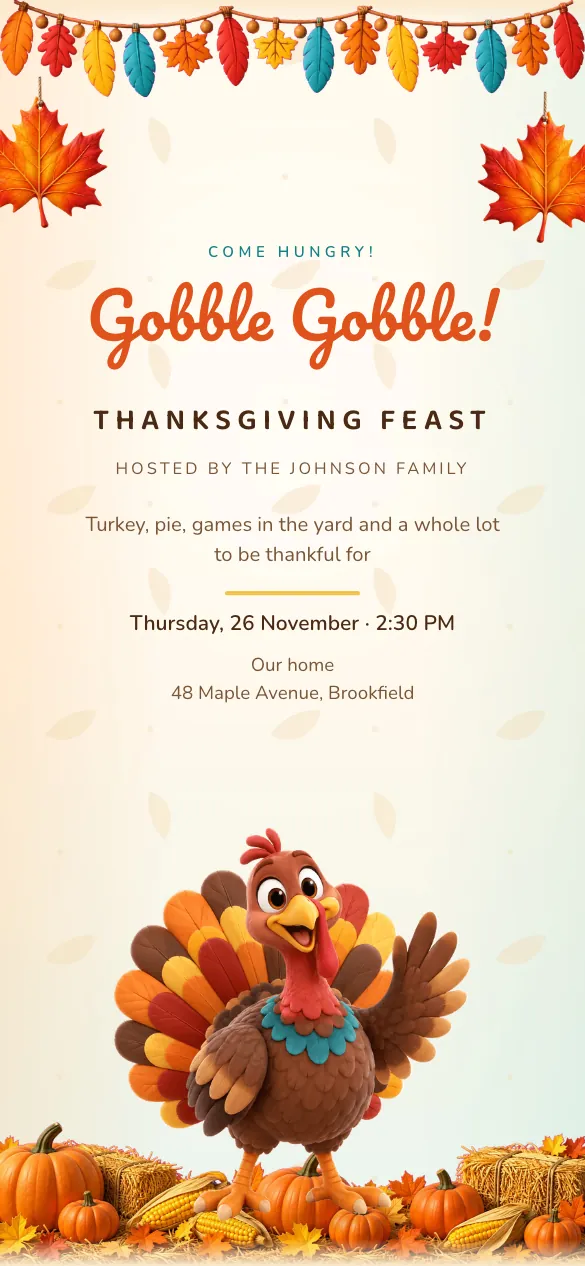 Gobble Gobble Thanksgiving invitation design