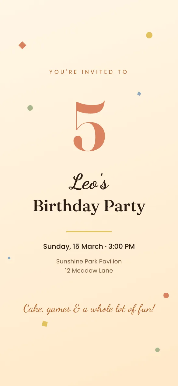 Golden Birthday Kids' birthday invitation design
