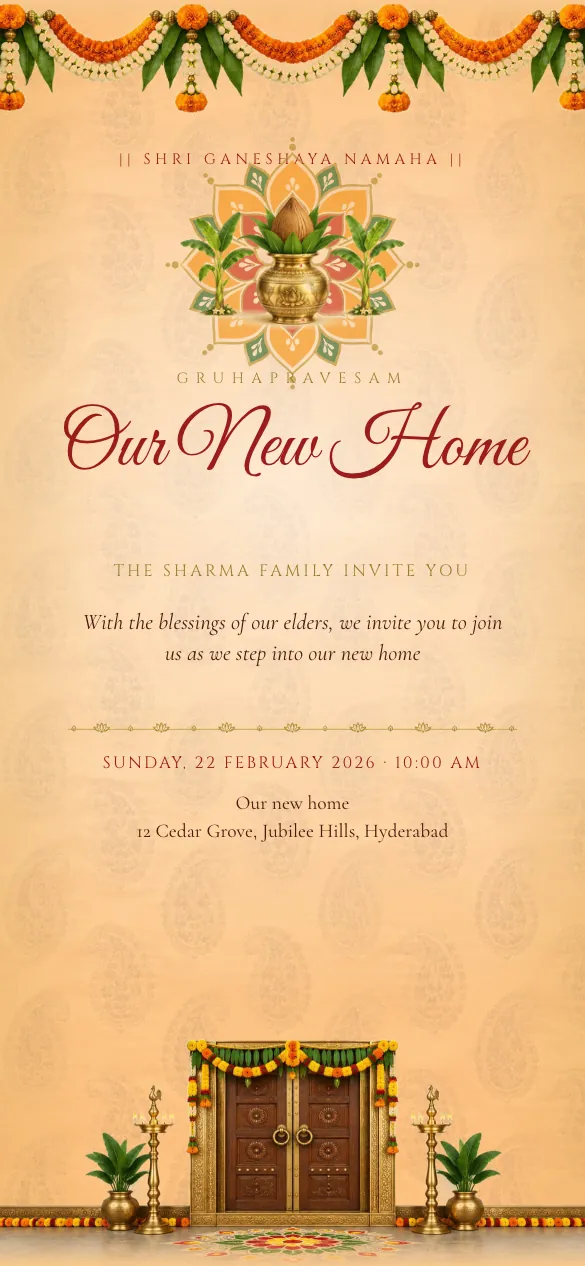 Gruhapravesam Housewarming invitation design