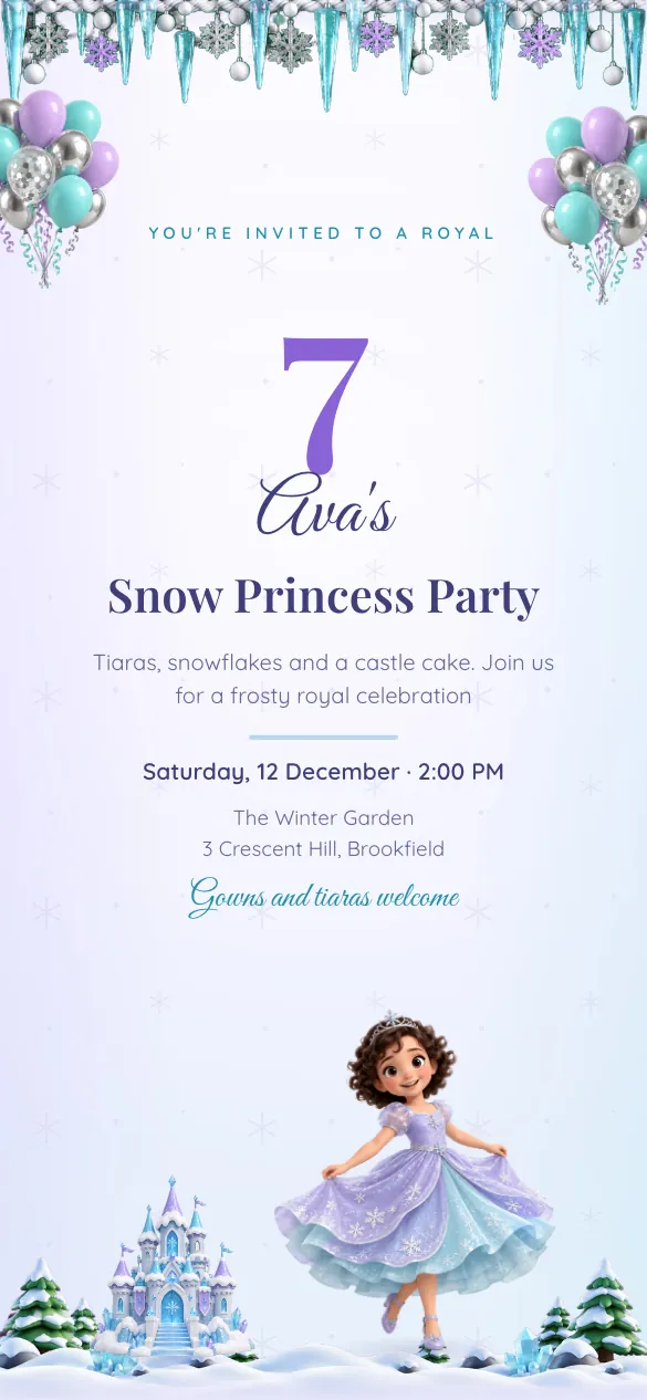 Ice Palace Kids' birthday invitation design