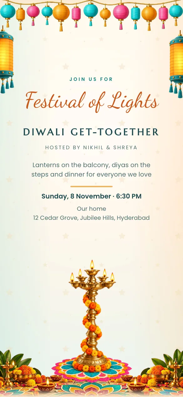 Lantern Lane Diwali invitation design