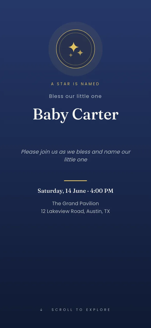 Little Star Naming ceremony invitation design
