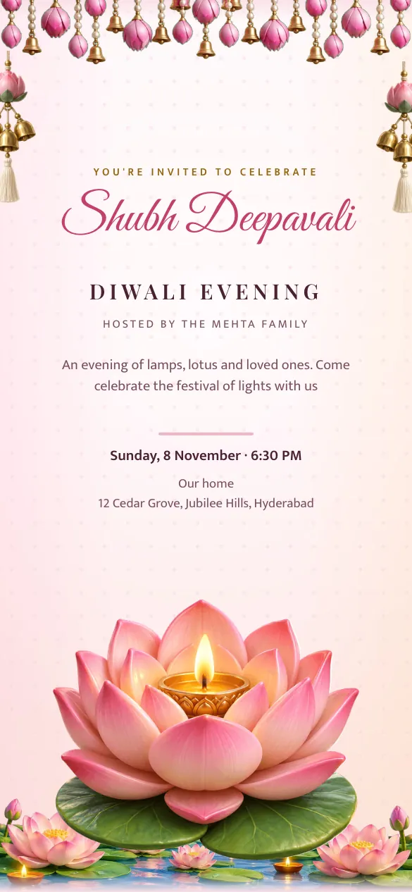 Lotus & Lights Diwali invitation design