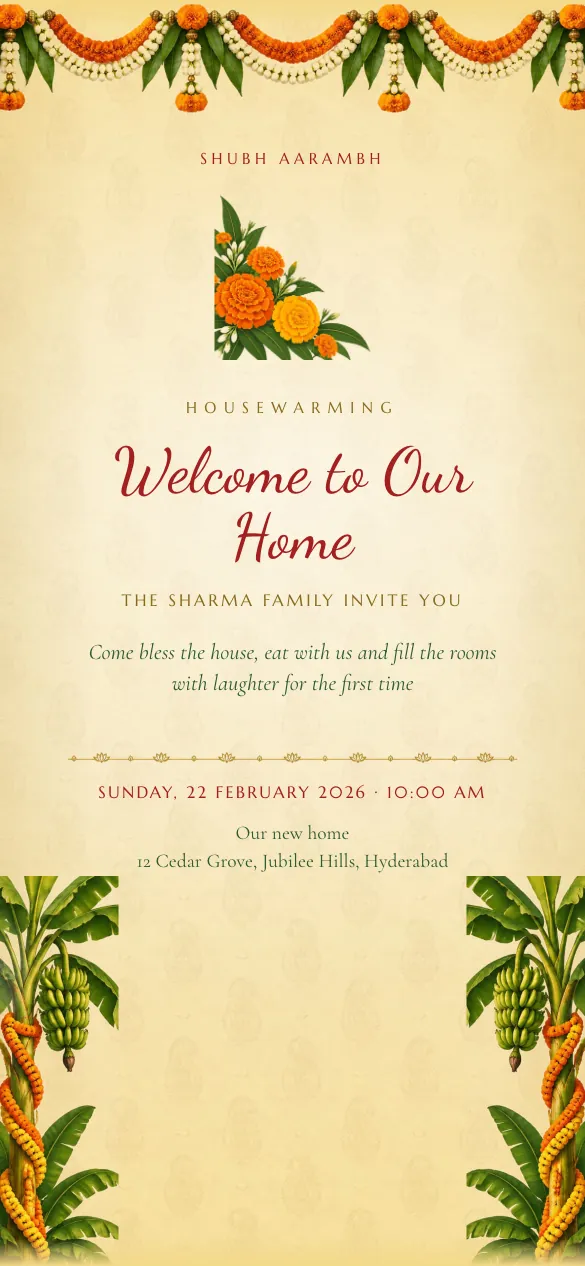 Mangala Dwaram Housewarming invitation design