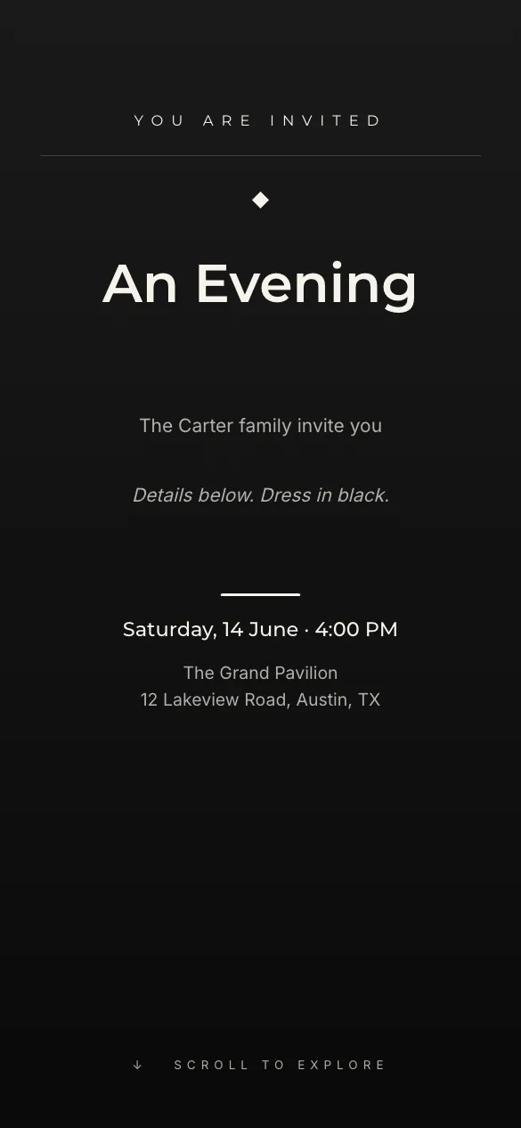 Modern Noir Something else invitation design