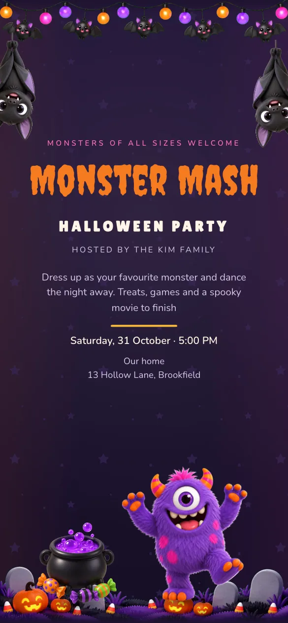 Monster Mash Halloween invitation design