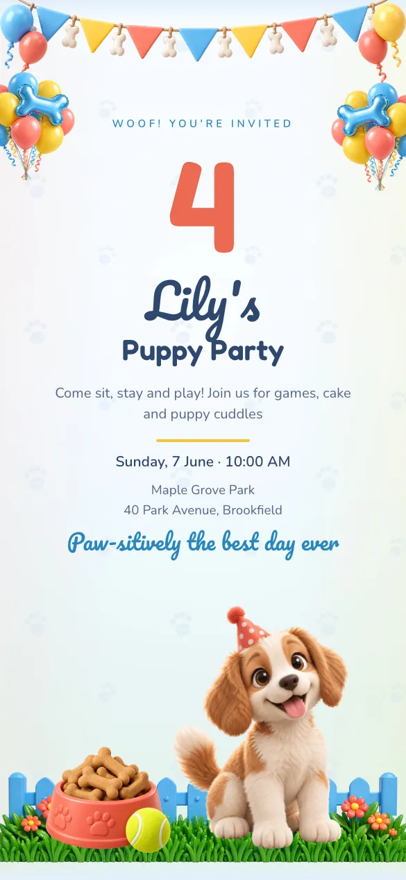 Puppy Playdate Kids' birthday invitation design