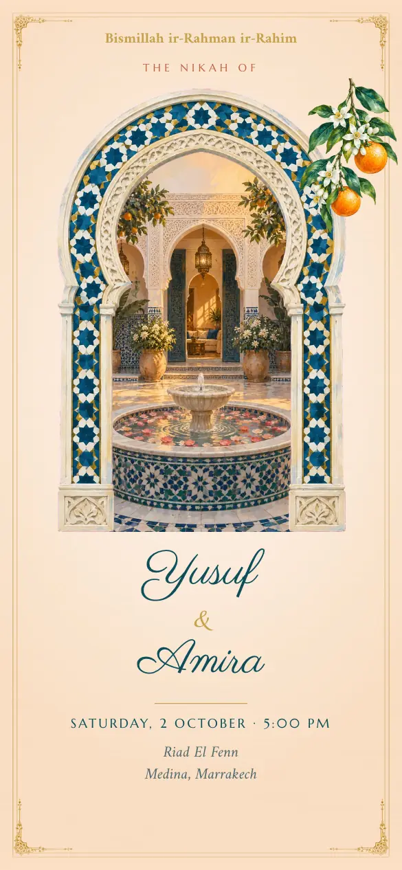 Riad Nikah & Walima invitation design