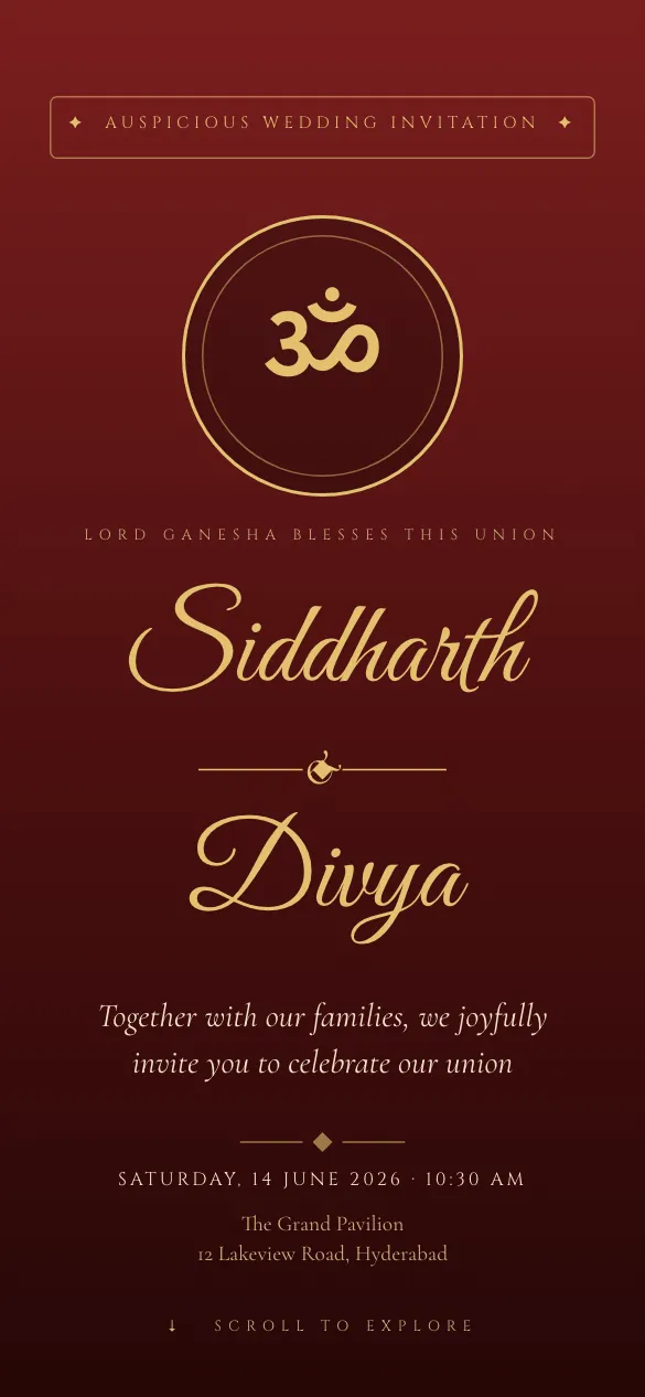 Royal Maroon Indian wedding invitation design