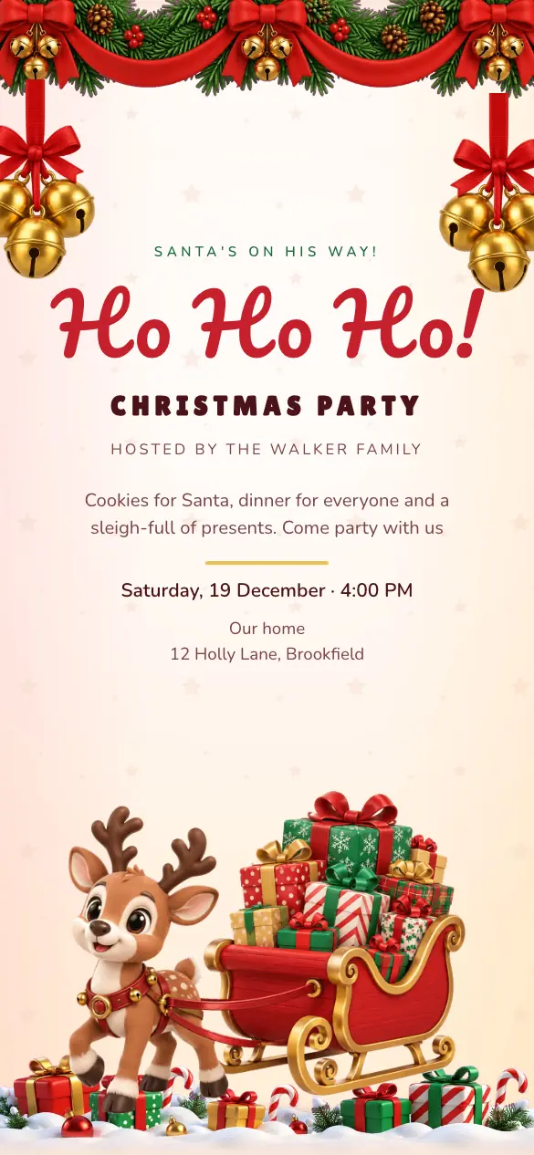 Santa's Sleigh Christmas invitation design
