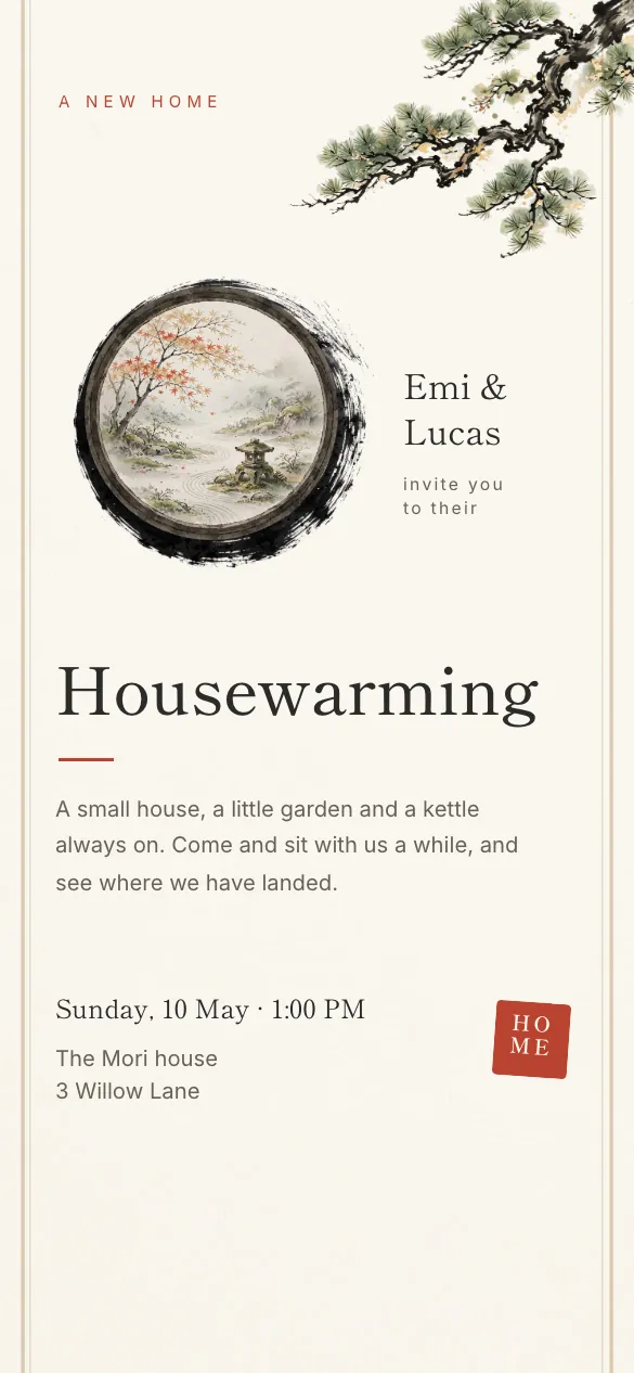 Shoji Housewarming invitation design
