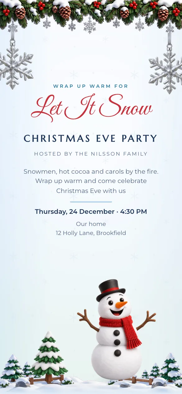 Snowy Pines Christmas invitation design