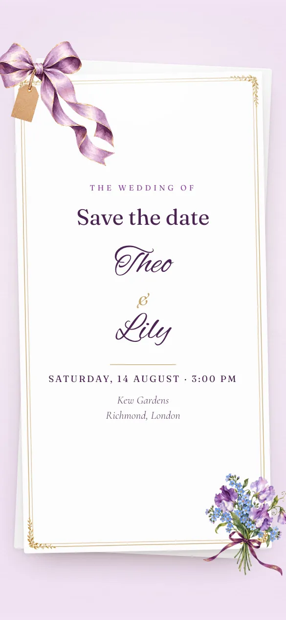 Tied with a Bow Save the date invitation design