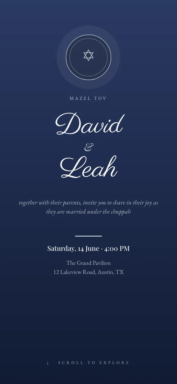 Under the Chuppah Jewish wedding invitation design