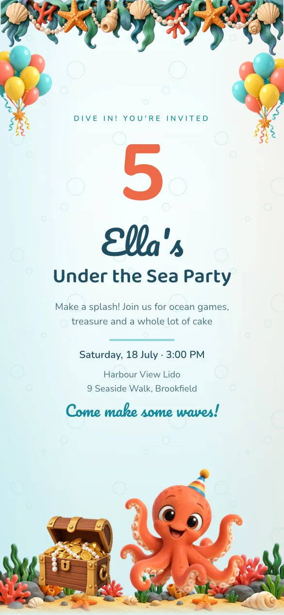 Under the Sea Kids' birthday invitation design